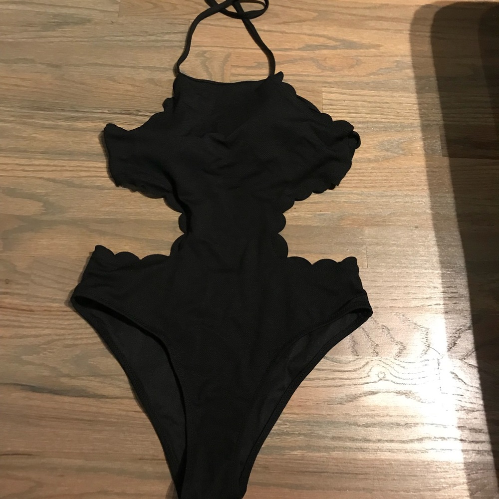 Black one piece cut out bathing suit